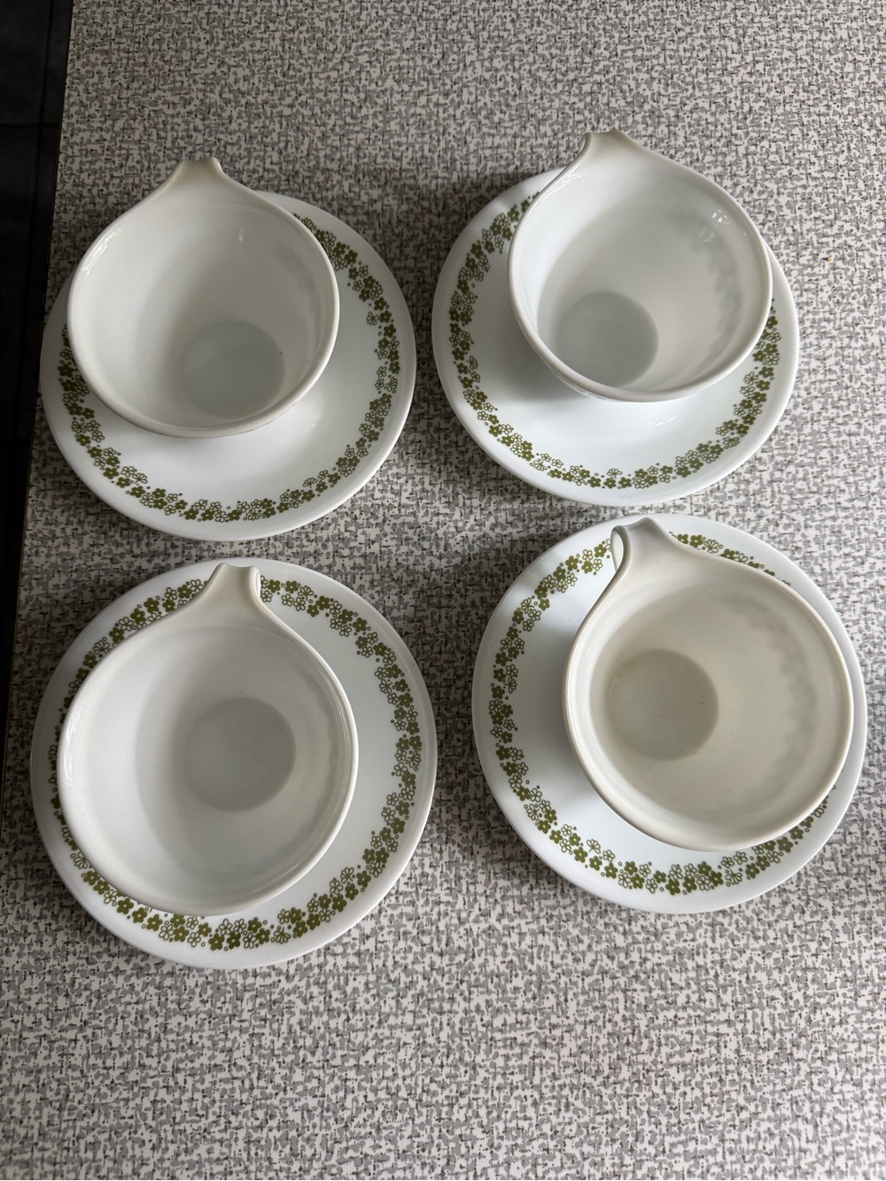 Corelle Spring Blossom teacups and saucers Set of 4
